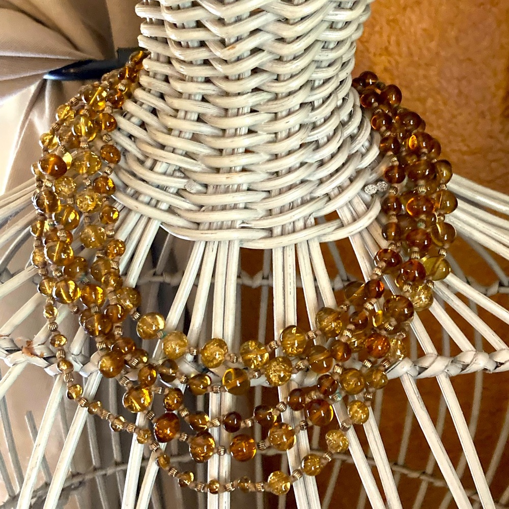 Multi strand amber costume necklace